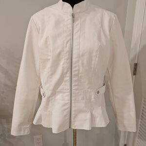 Baccini Women's Cream Leather Peplum Jacket Size L